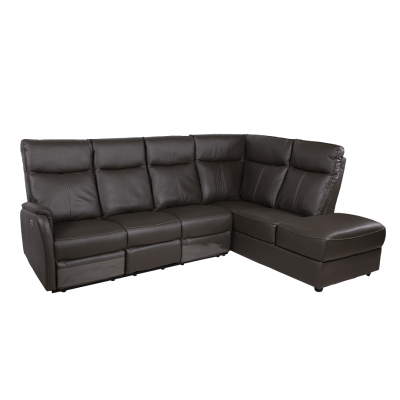 Power Reclining Sectional 6377 with right lounger (Grey Leather)